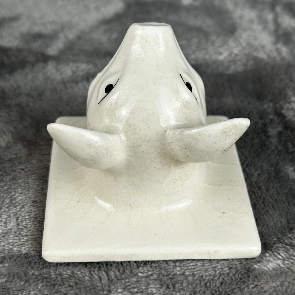Vintage White Ceramic Pig Head Dish Towel Apron Holder Hanger Wall Mount Farm